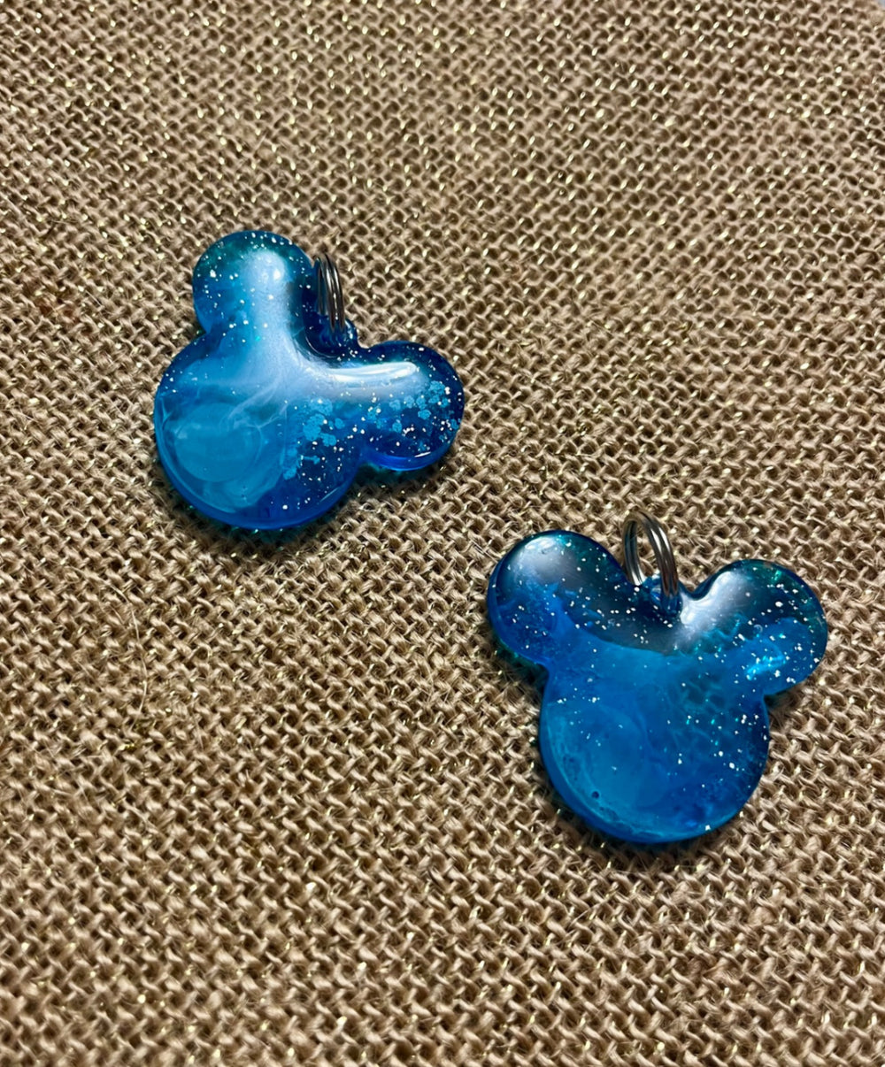 017 - Light & Dark Blue Sparkle Mouse Keychain