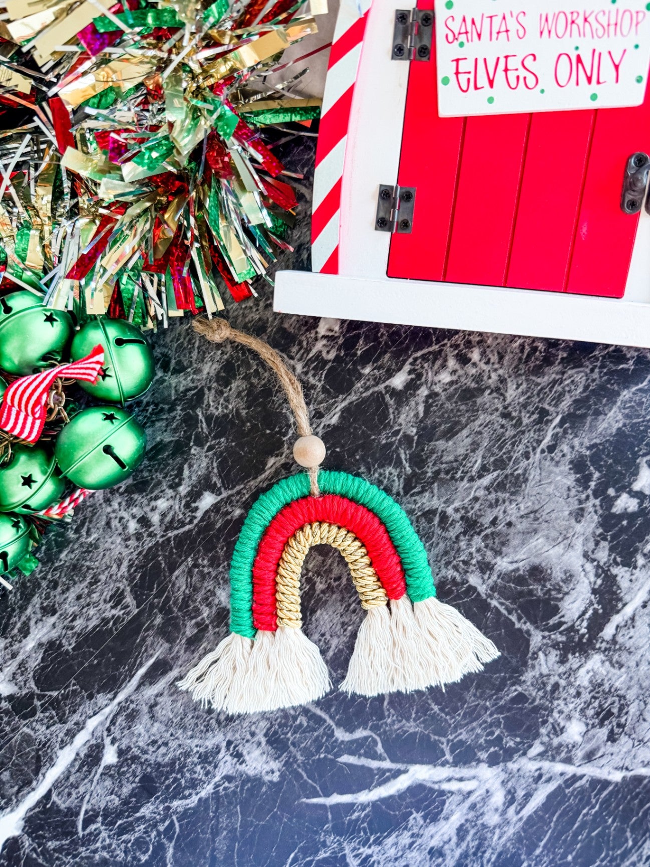 Macrame Christmas Rainbow Ornament