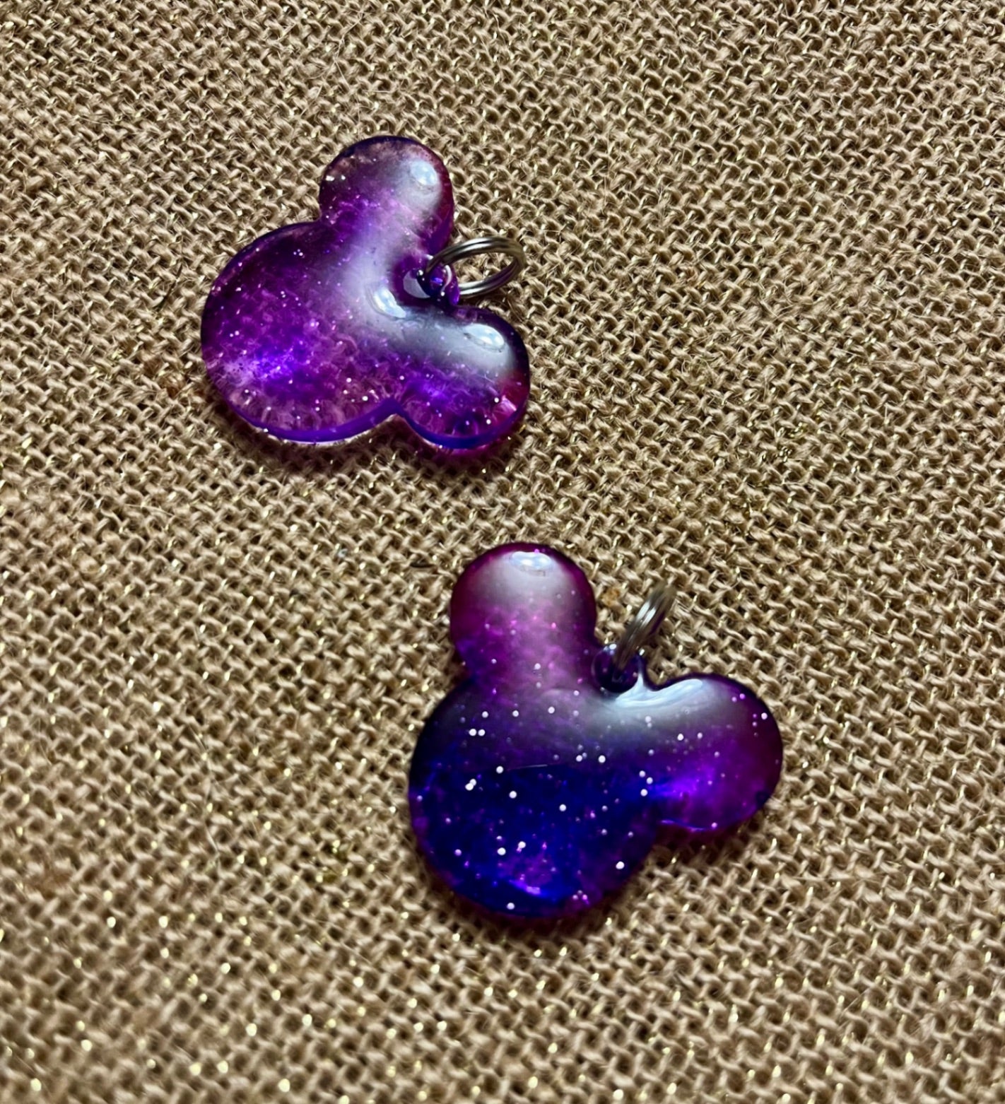 Pink & Purple Glitter Mouse Keychain