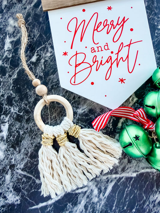 Macrame Tassel Ornament (White)