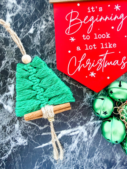 Macrame Tassel Tree Ornament (Green)