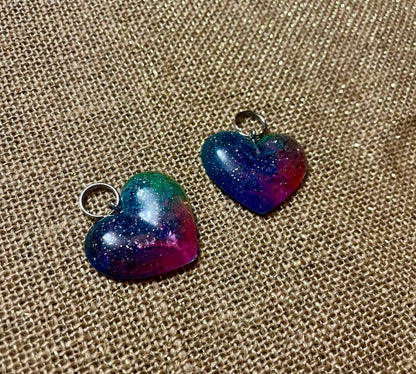 Rainbow Resin Heart Keychain