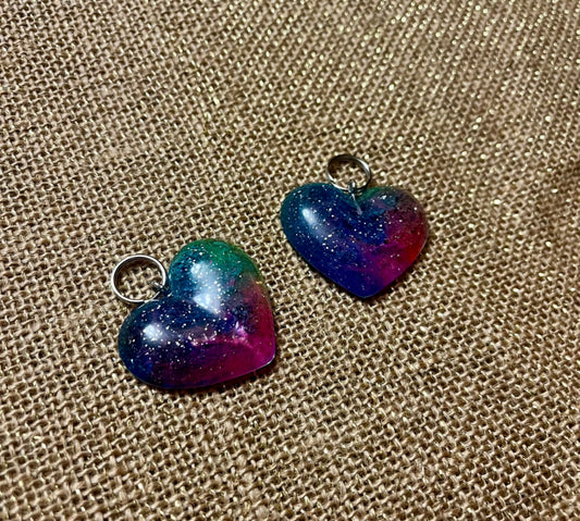 Rainbow Resin Heart Keychain