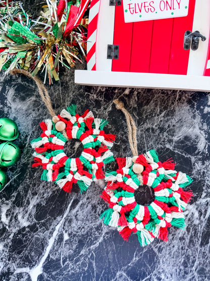 Macrame Snowflake Ornament (Red/Green/White)