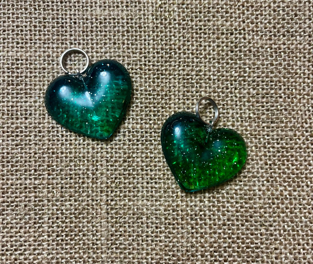 017 - Green Sparkle Heart Keychain