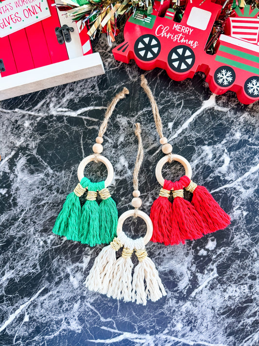 Macrame Tassel Ornament (Red)