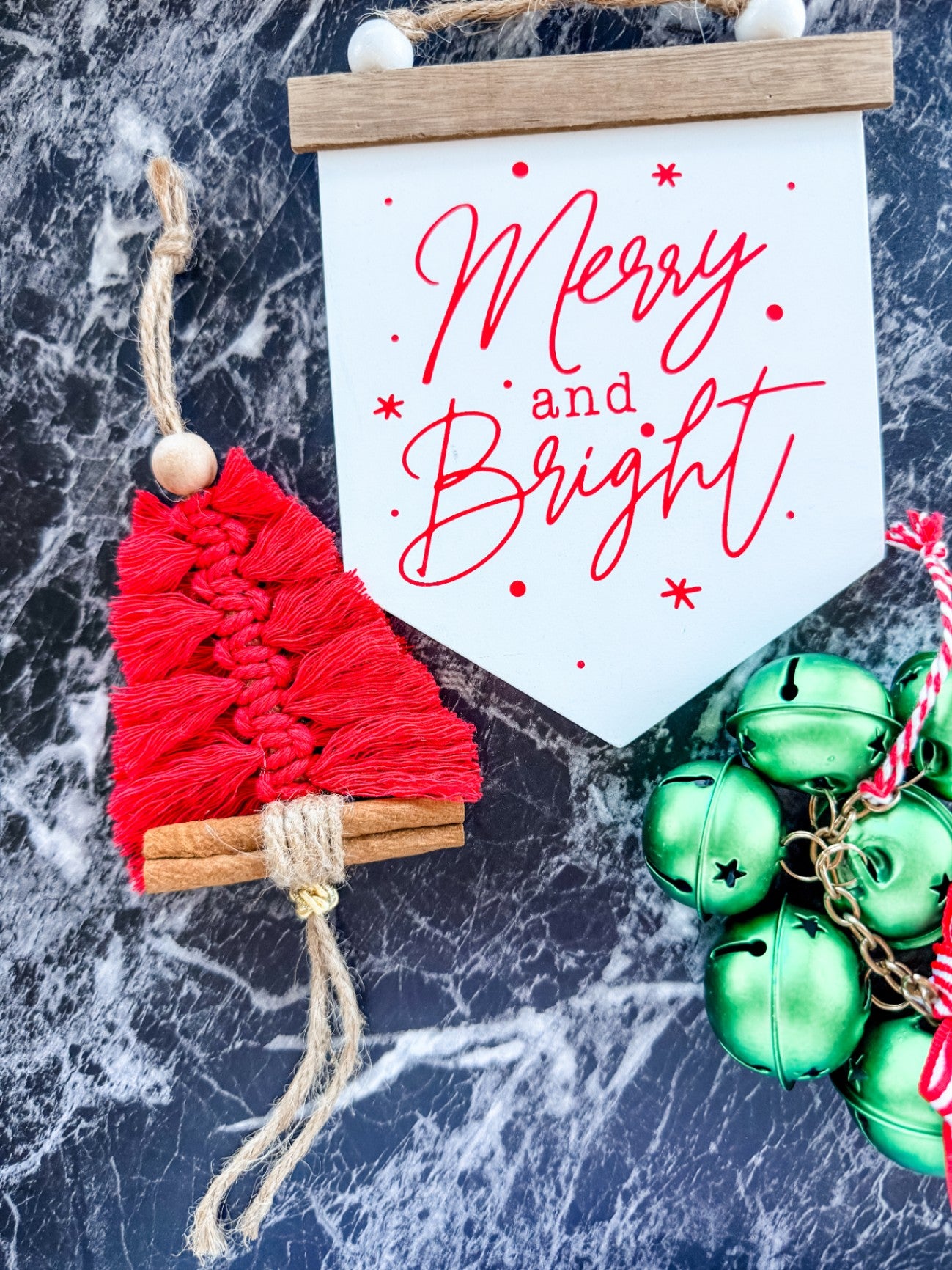 Macrame Tassel Tree Ornament (Red)