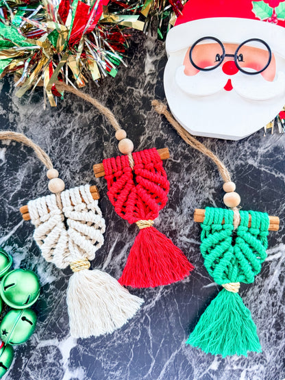 Macrame Harp Ornament (White)