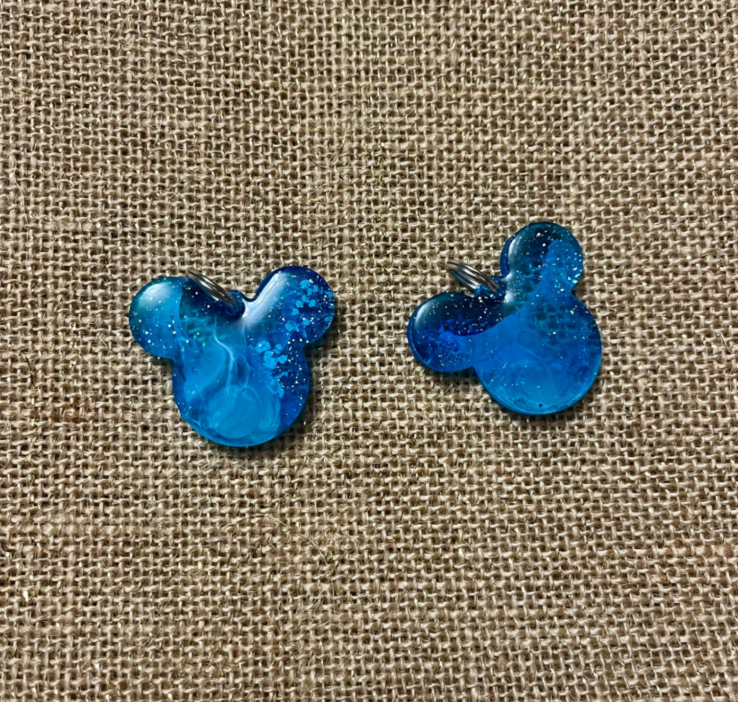 Light & Dark Blue Sparkle Mouse Keychain