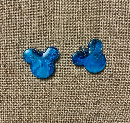 Light & Dark Blue Sparkle Mouse Keychain