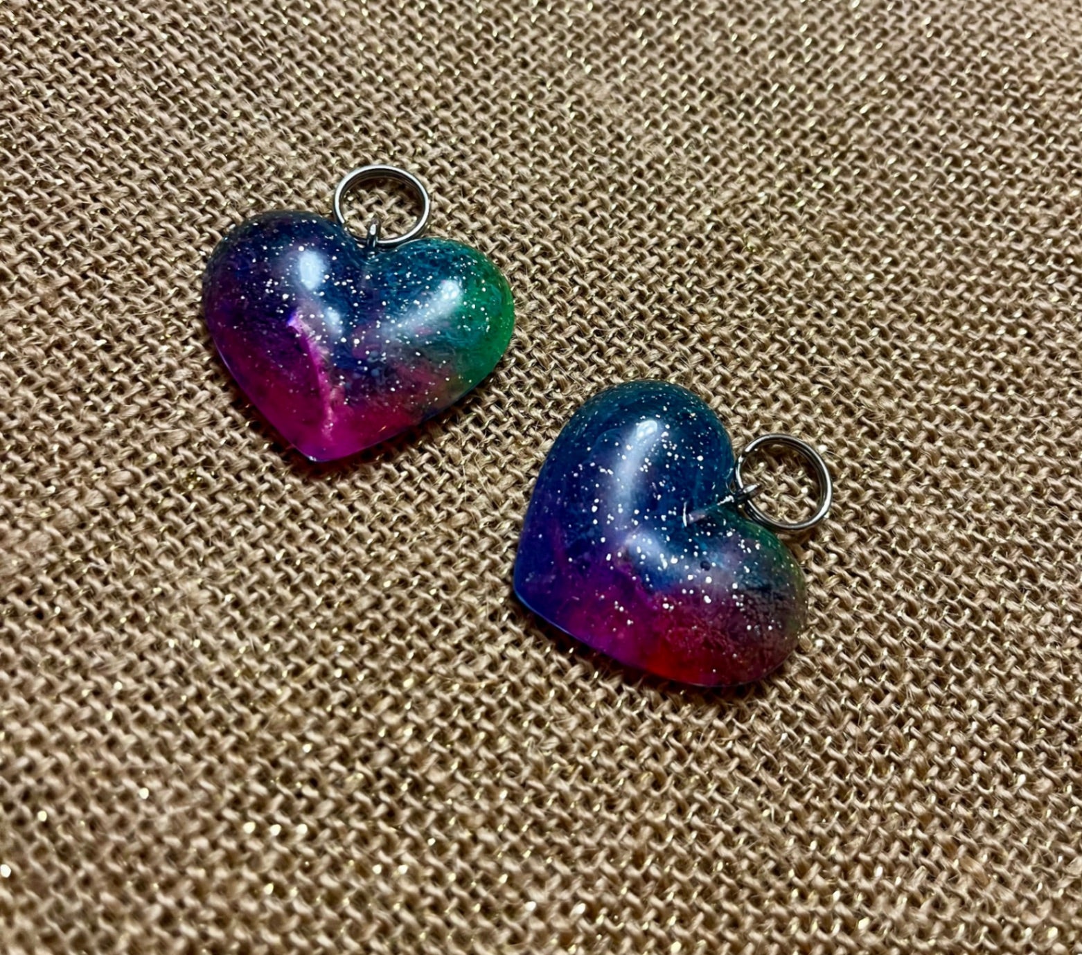 Rainbow Resin Heart Keychain