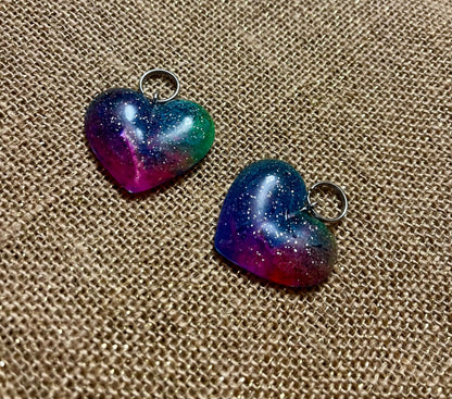 Rainbow Resin Heart Keychain