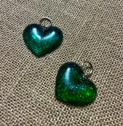 Green Sparkle Heart Keychain