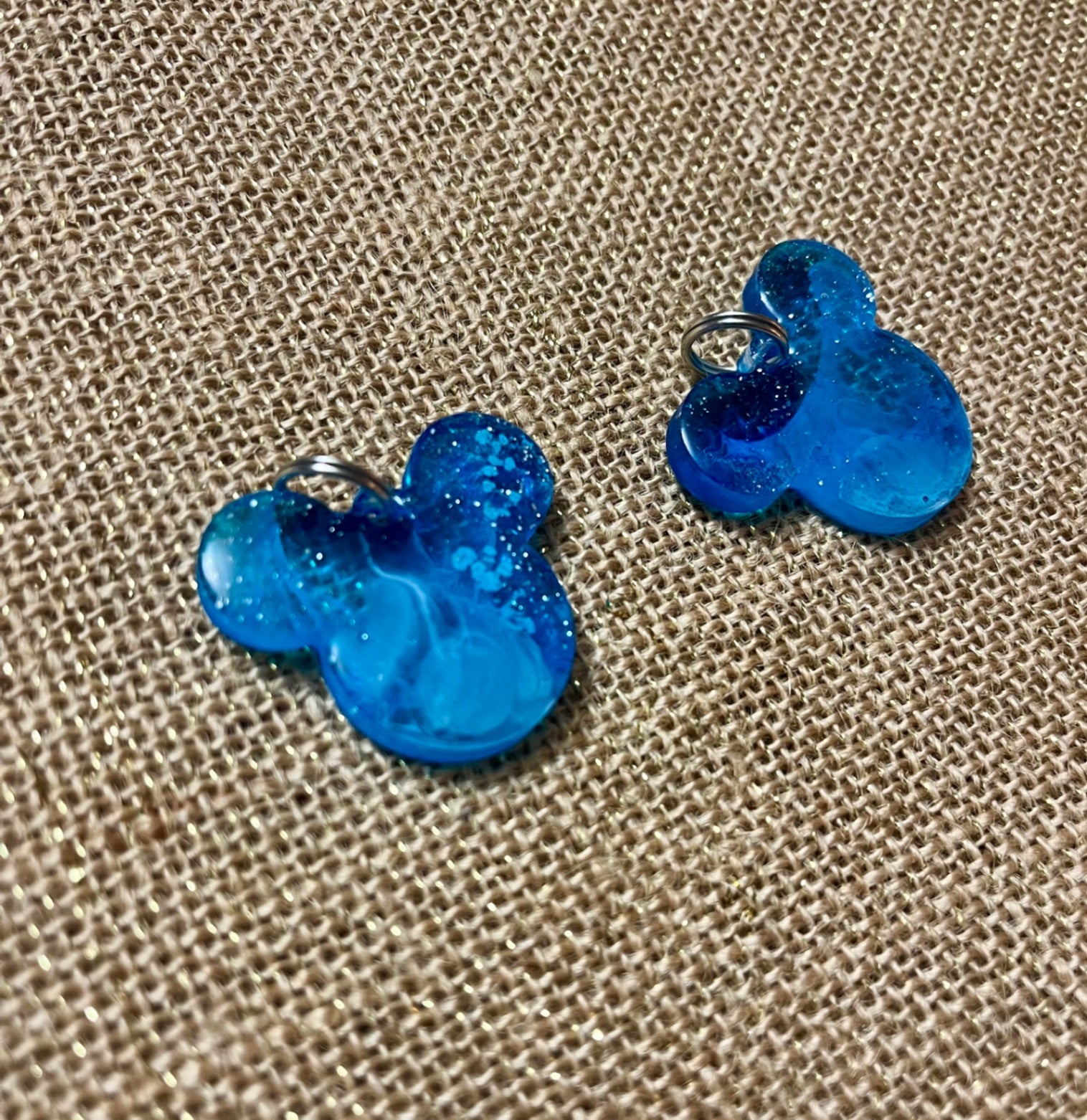 Light & Dark Blue Sparkle Mouse Keychain