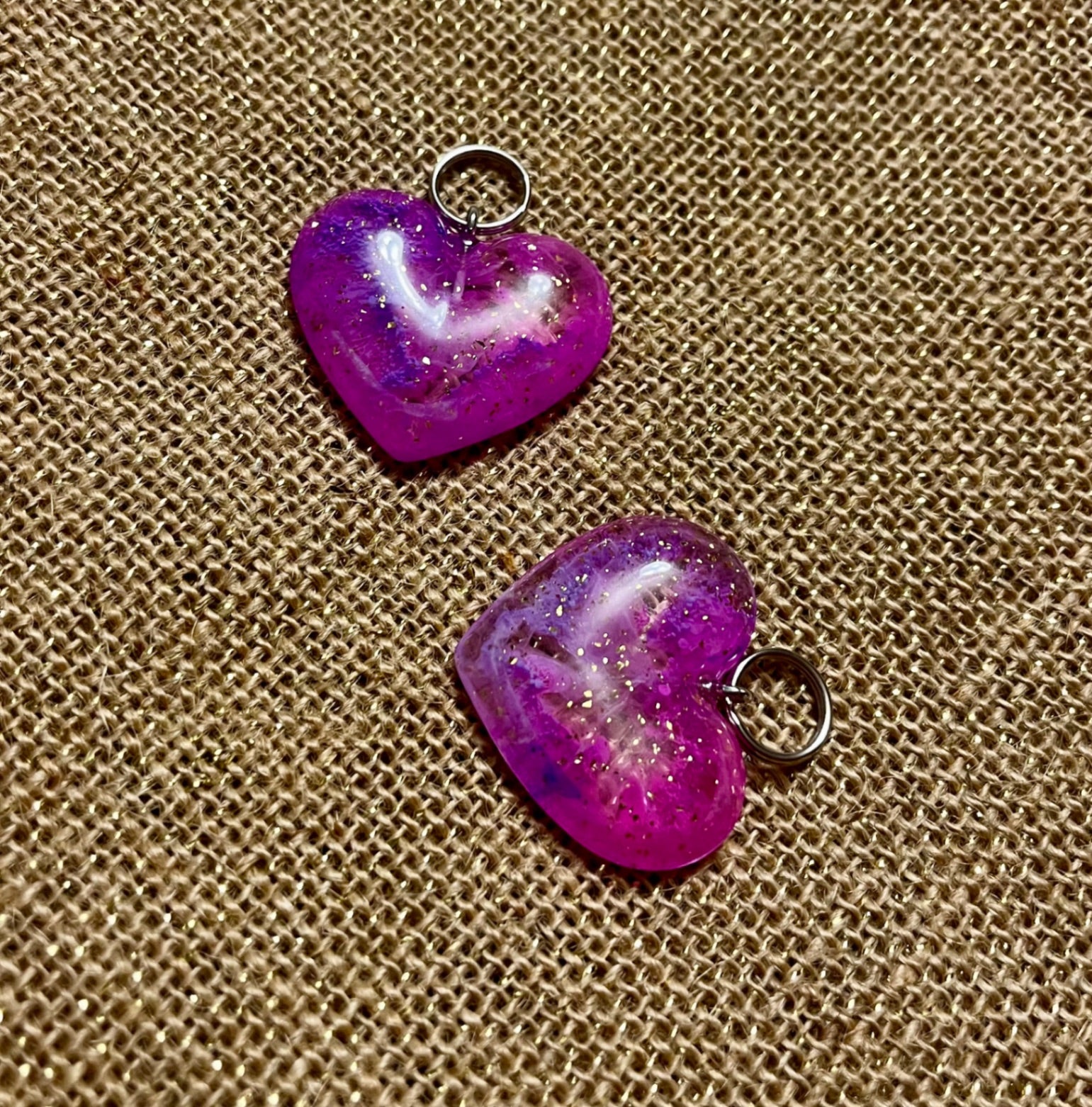 Pink & Purple Sparkle Heart Keychain