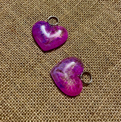 Pink & Purple Sparkle Heart Keychain