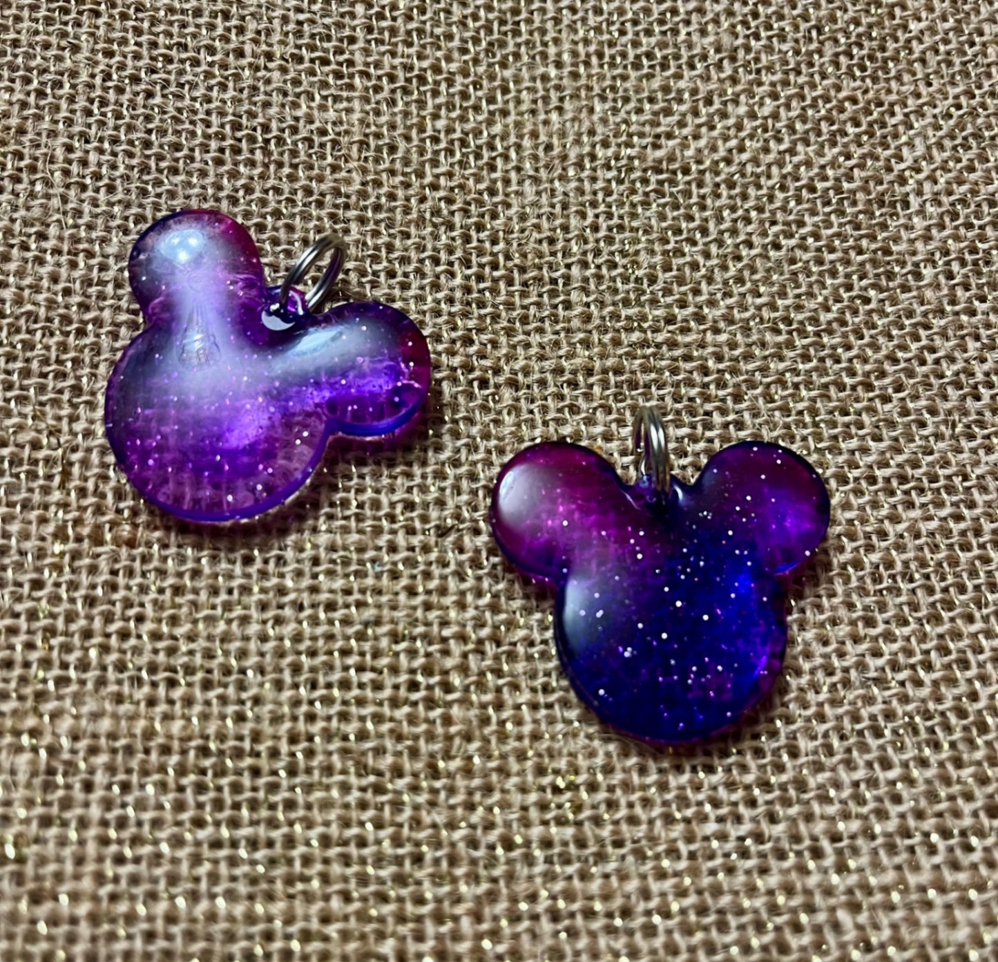 Pink & Purple Glitter Mouse Keychain