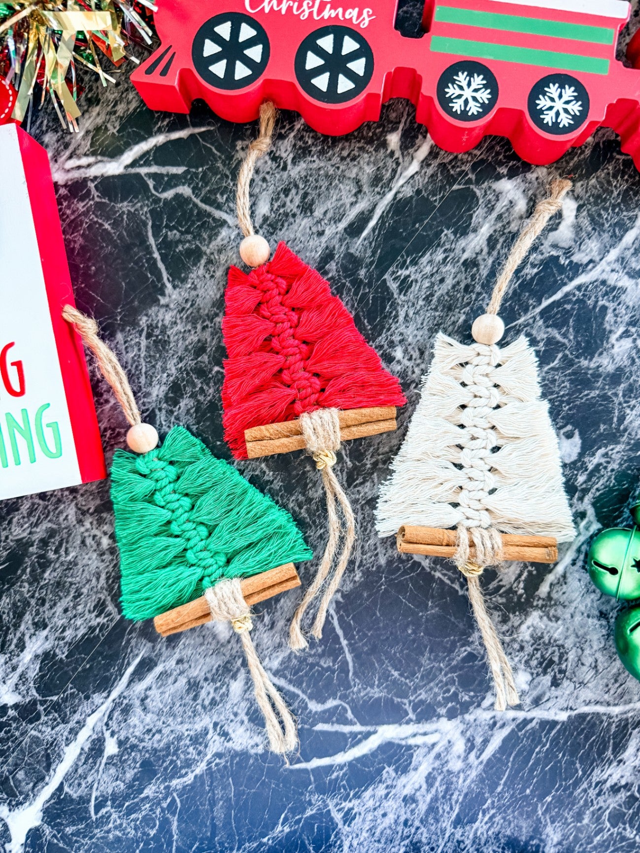 Macrame Tassel Tree Ornament (White)