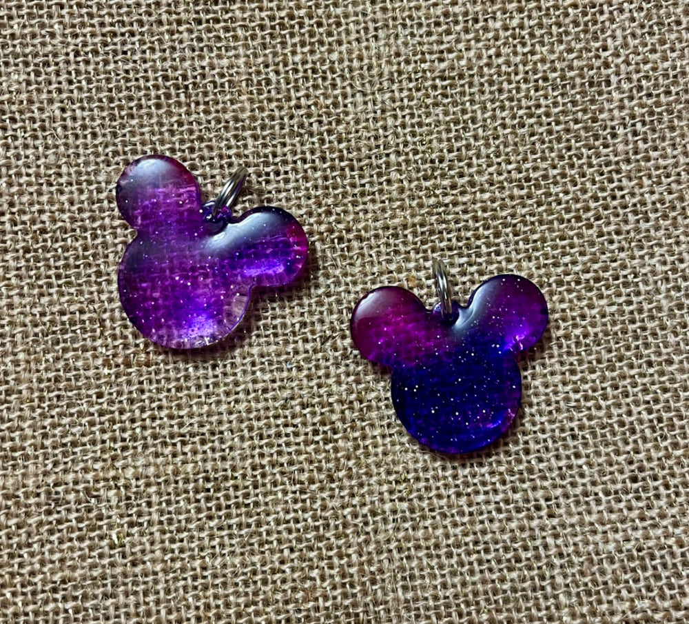 017 - Pink & Purple Glitter Mouse Keychain