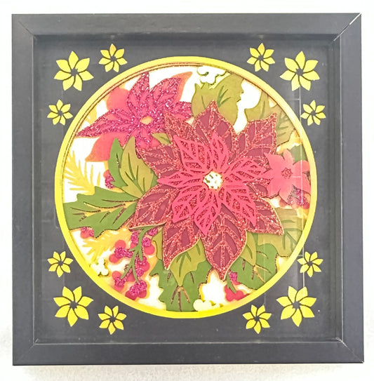 Poinsettia Shadowbox in Black Frame