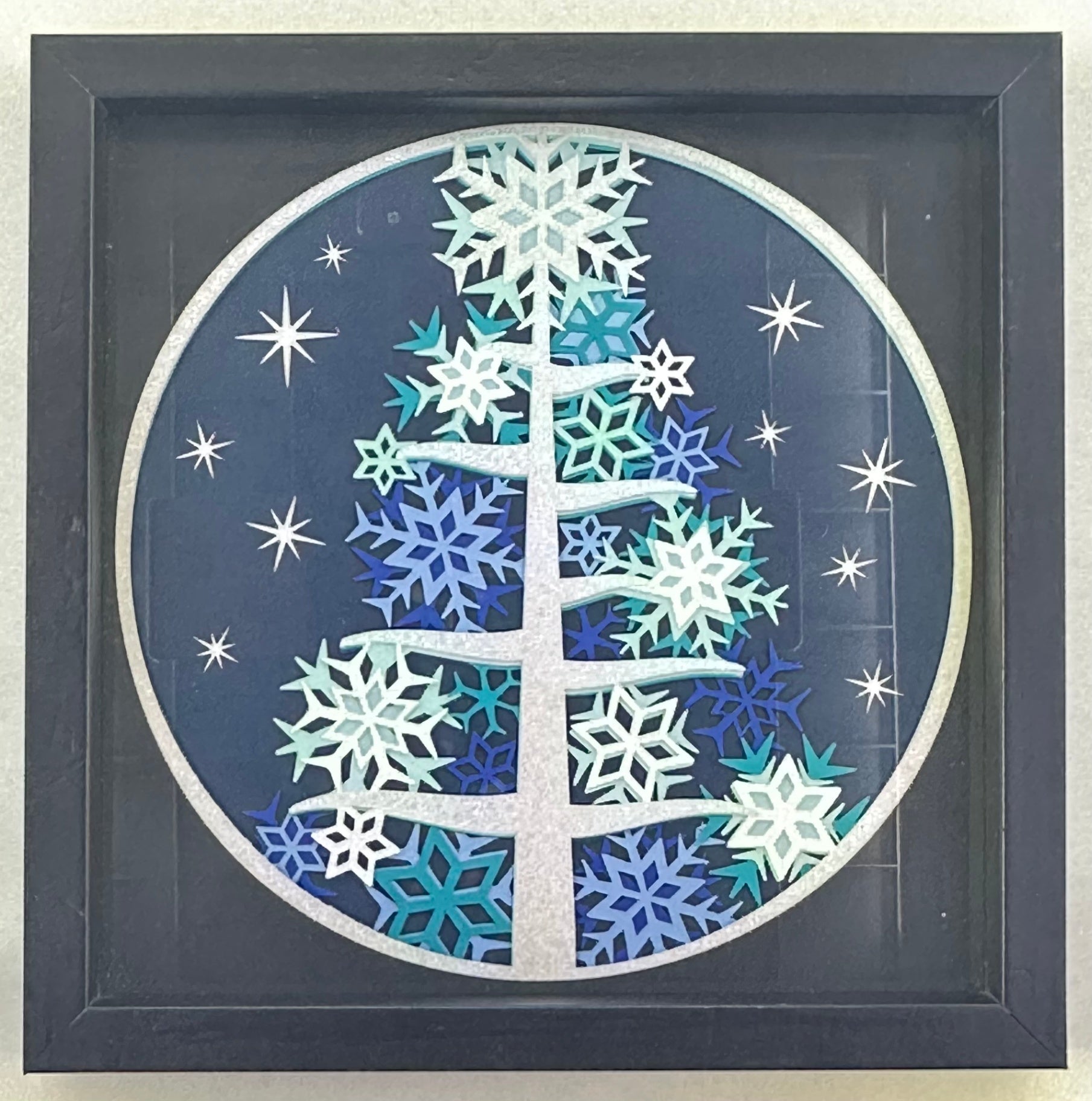 Shades of Blue Christmas Tree Shadowbox
