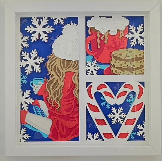 Enjoy some Cocoa Windowpane Shadowbox in White Frame