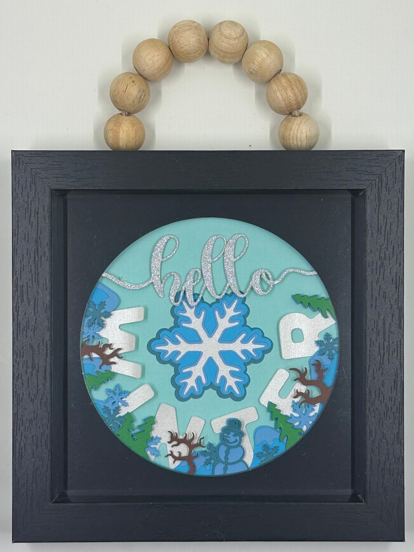 Hello Winter Shadowbox with Beaded Hanger