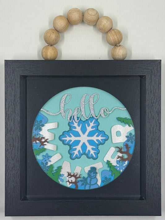 Hello Winter Shadowbox with Beaded Hanger