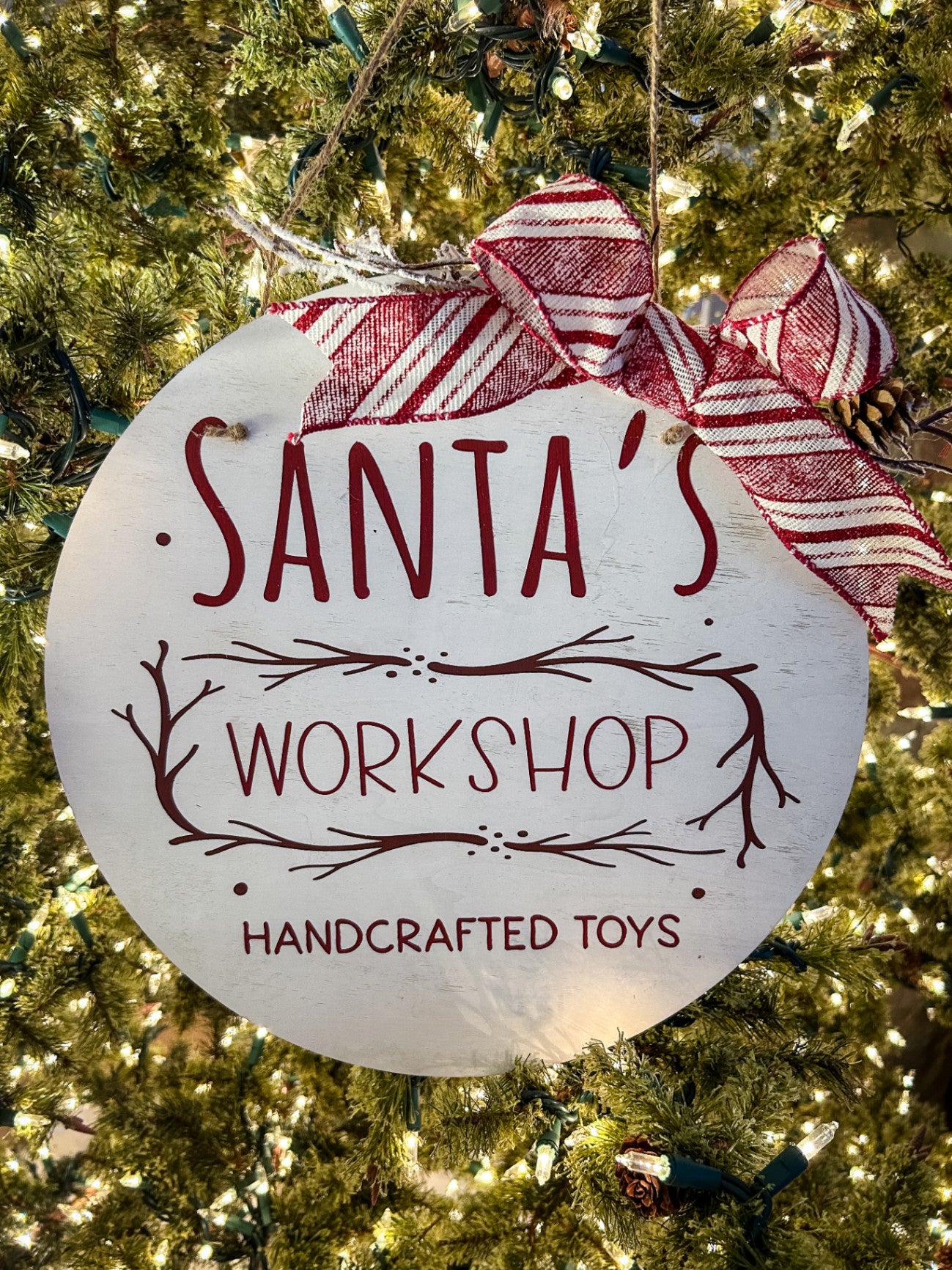 "Santa's Workshop" Painted Wood Holiday Sign