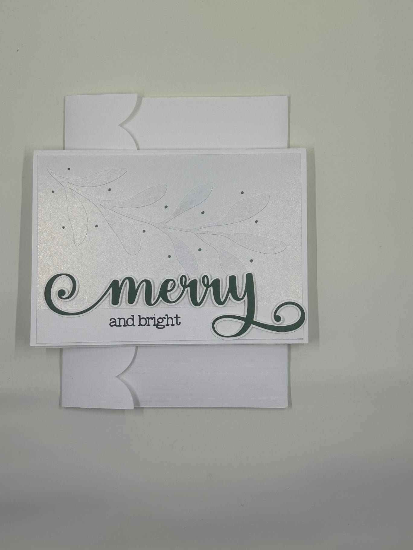 Green Merry and Bright Greeting Card with Matching Envelope