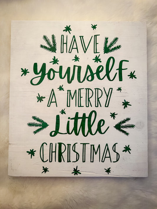 "Merry Little Christmas" Painted Wood Holiday Sign