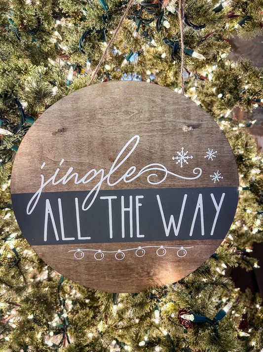 "Jingle All the Way" Painted Wood Holiday Sign