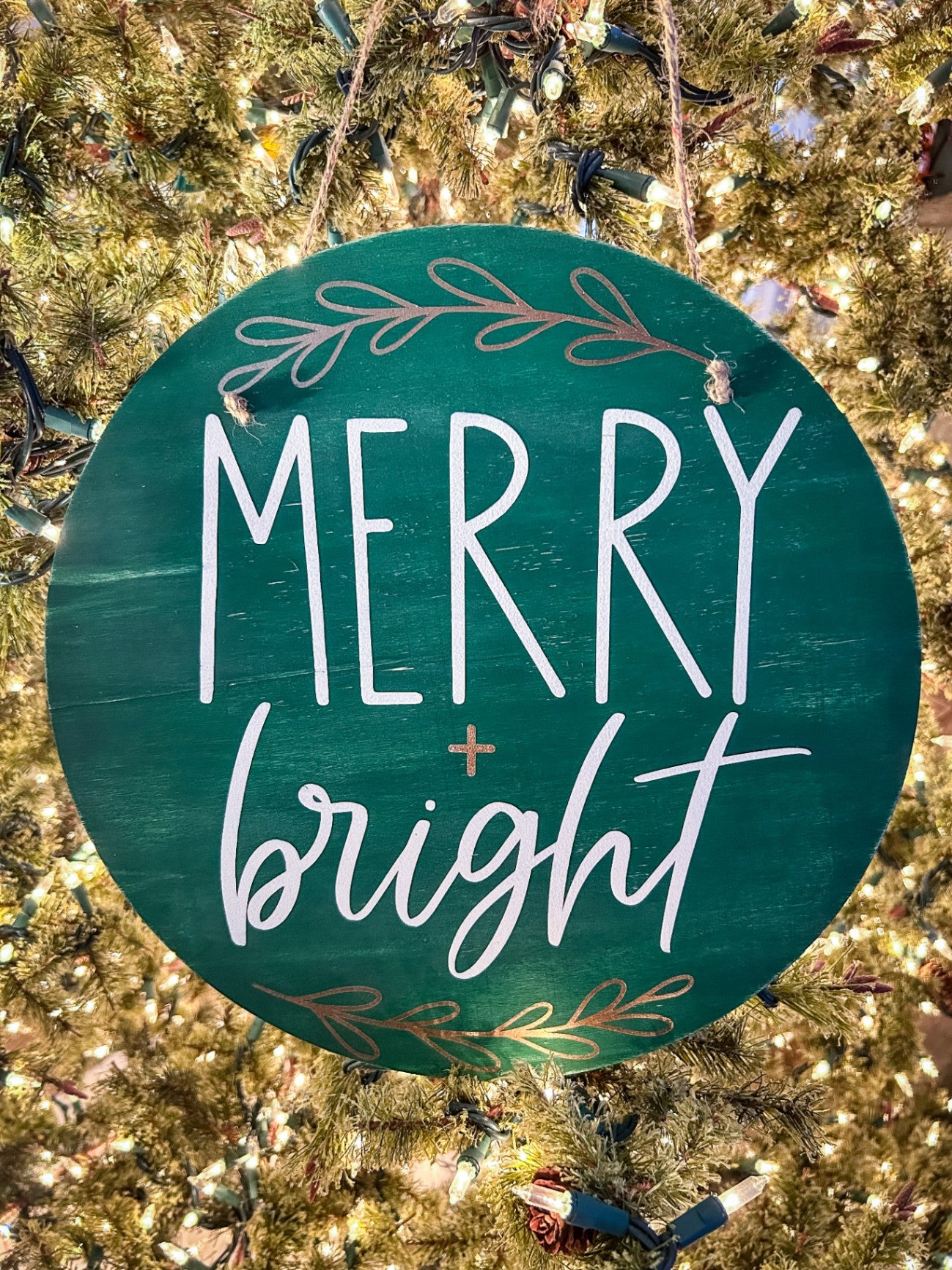 "Merry and Bright" Painted Wood Holiday Sign