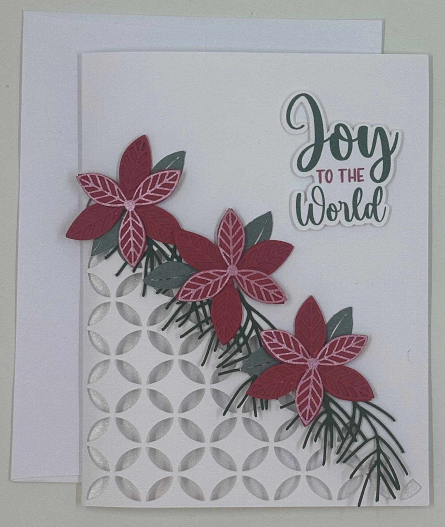 Joy to the World Poinsettia Card with Matching Envelope