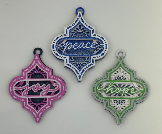 Joy Peace and Hope Set of 3 Layered Paper Magnets