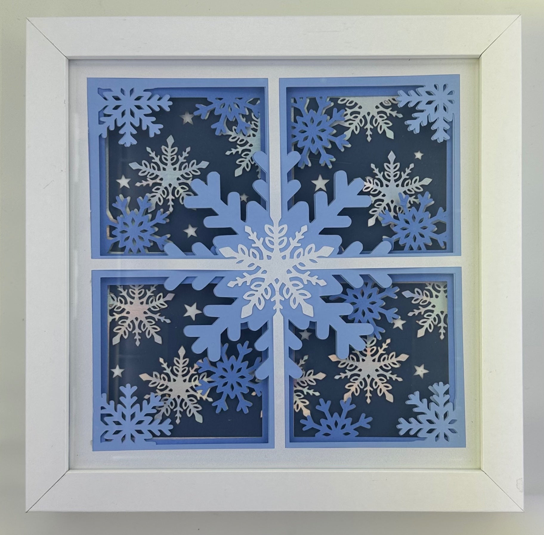 "Snowflakes on my Window" Layered Paper Shadowbox