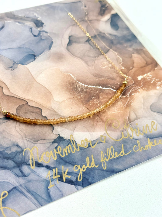 November Birthstone Citrine Choker – 14K Gold Filled