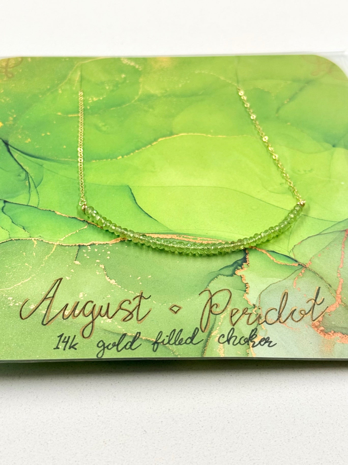 August Birthstone Peridot Choker – 14K Gold Filled