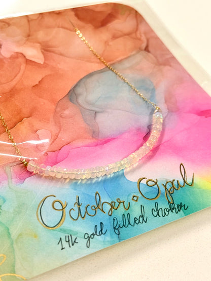 October Birthstone Opal Choker – 14K Gold Filled