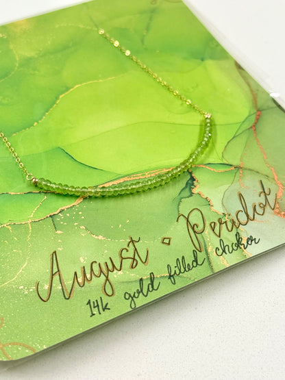 August Birthstone Peridot Choker – 14K Gold Filled
