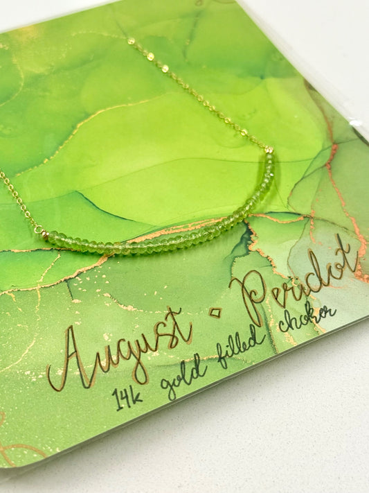 August Birthstone Peridot Choker – 14K Gold Filled