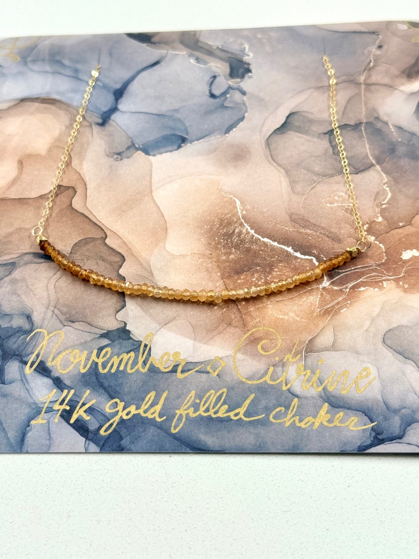 November Birthstone Citrine Choker – 14K Gold Filled