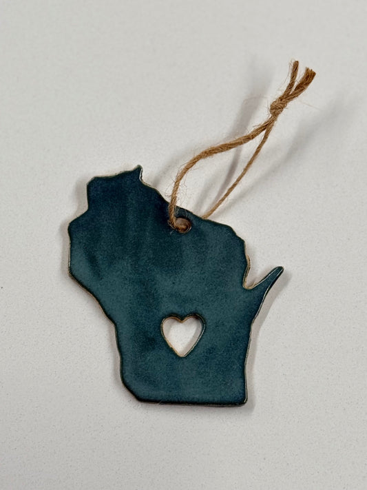 Ceramic Wisconsin Ornament - Jade