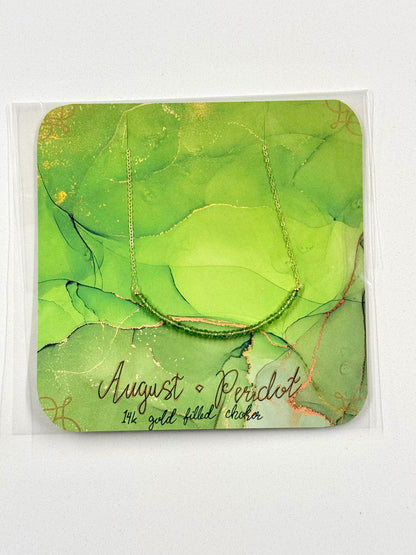 August Birthstone Peridot Choker – 14K Gold Filled