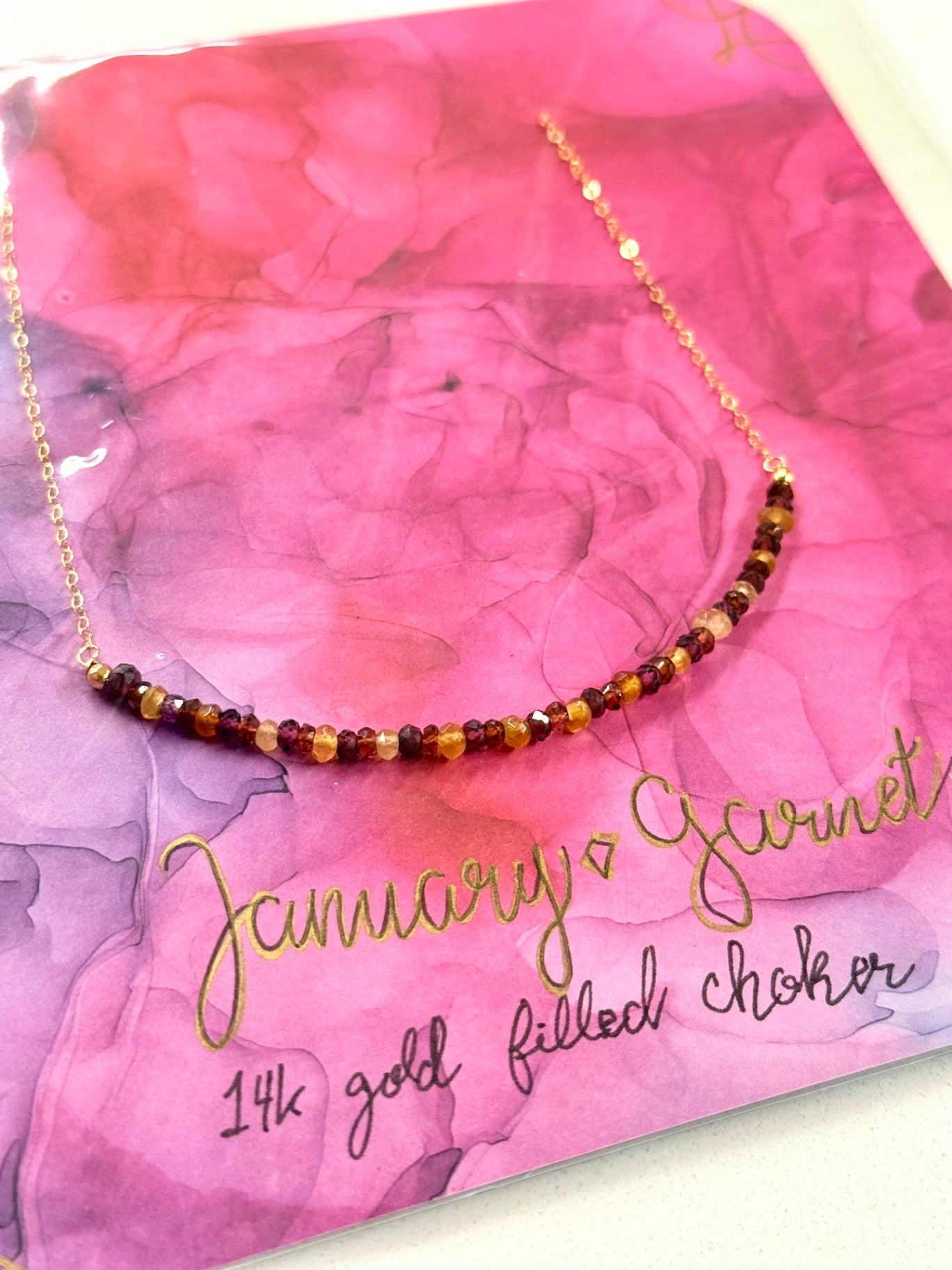 January Birthstone Garnet Choker – 14K Gold Filled