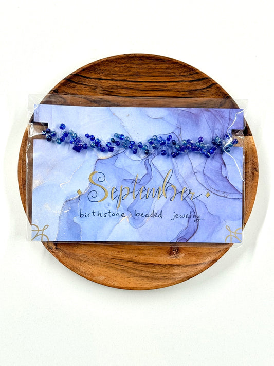 September Birthstone Sapphire Twisted Beaded Multiwear Jewelry