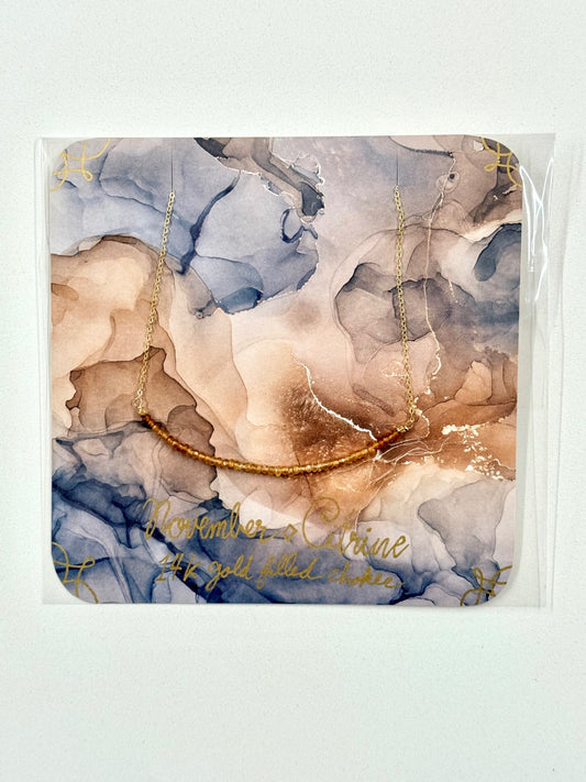 November Birthstone Citrine Choker – 14K Gold Filled