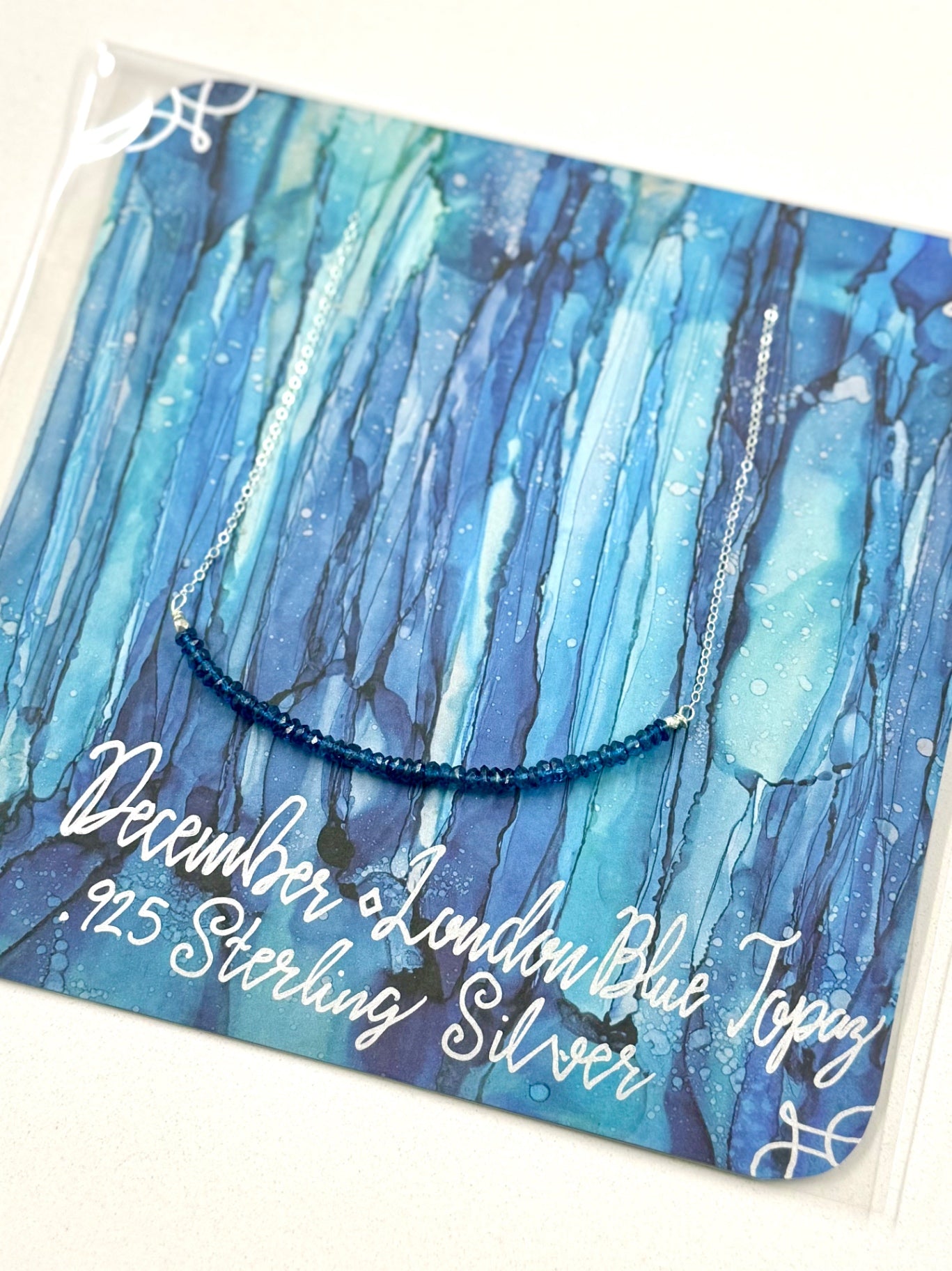 December Birthstone London Blue Topaz Beaded Necklace – .925 Sterling Silver