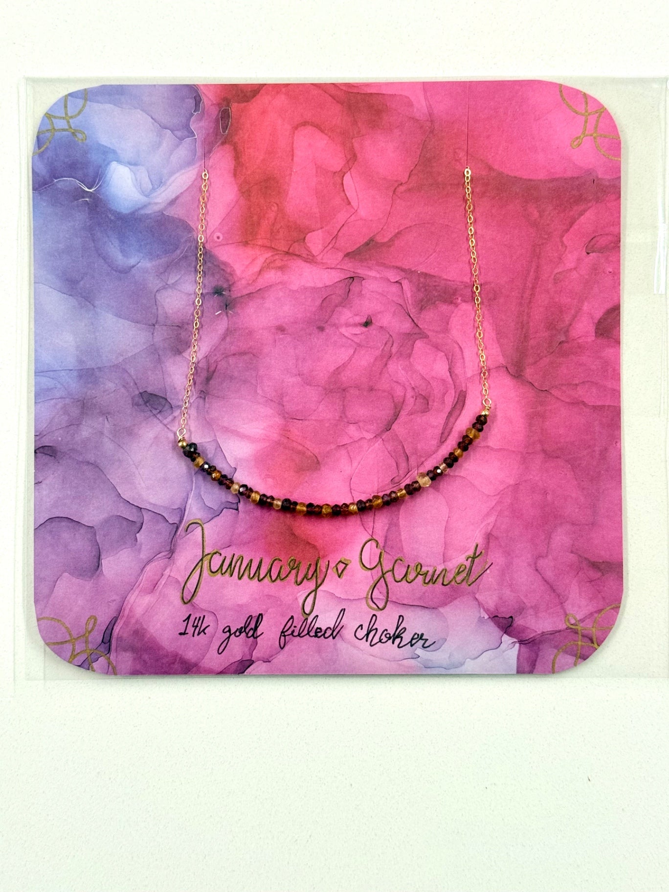 January Birthstone Garnet Choker – 14K Gold Filled