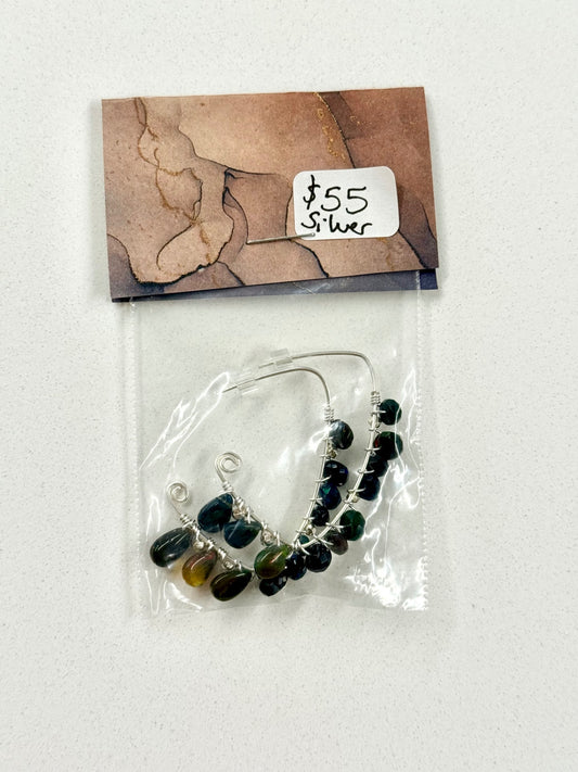 Black Ethiopian Welo Opal  Earrings – Silver